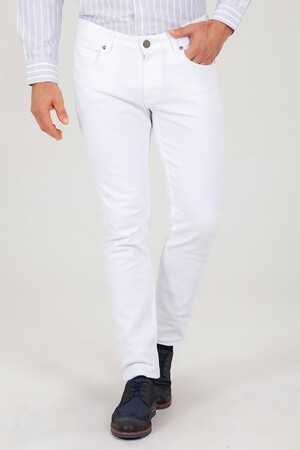 Beyaz Slim Fit Spor Pantolon - Thumbnail