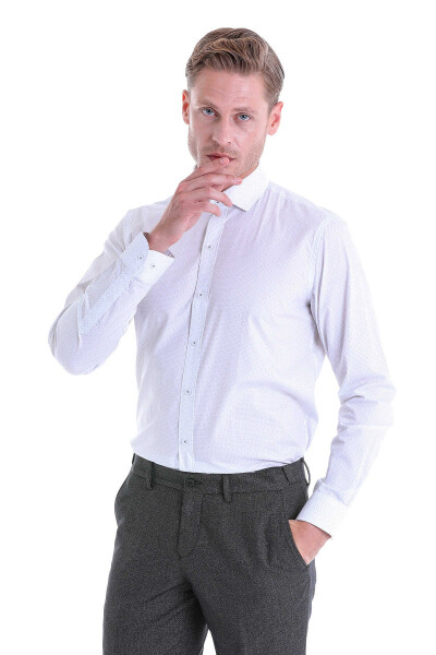 Gri Comfort Fit Baskılı 100% Pamuk Açık İtalyan Yaka Uzun Kollu Casual Gömlek - 2