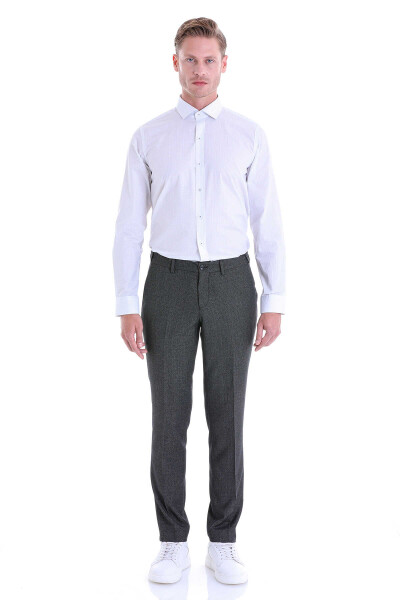 Gri Comfort Fit Baskılı 100% Pamuk Açık İtalyan Yaka Uzun Kollu Casual Gömlek - 3