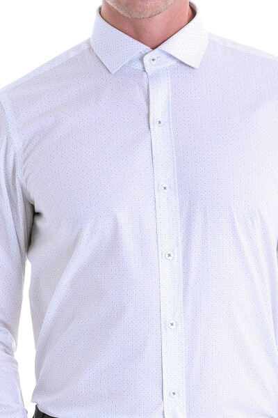 Gri Comfort Fit Baskılı 100% Pamuk Açık İtalyan Yaka Uzun Kollu Casual Gömlek - 5