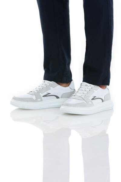 Beyaz Casual Bağcıklı Deri Sneakers - 2