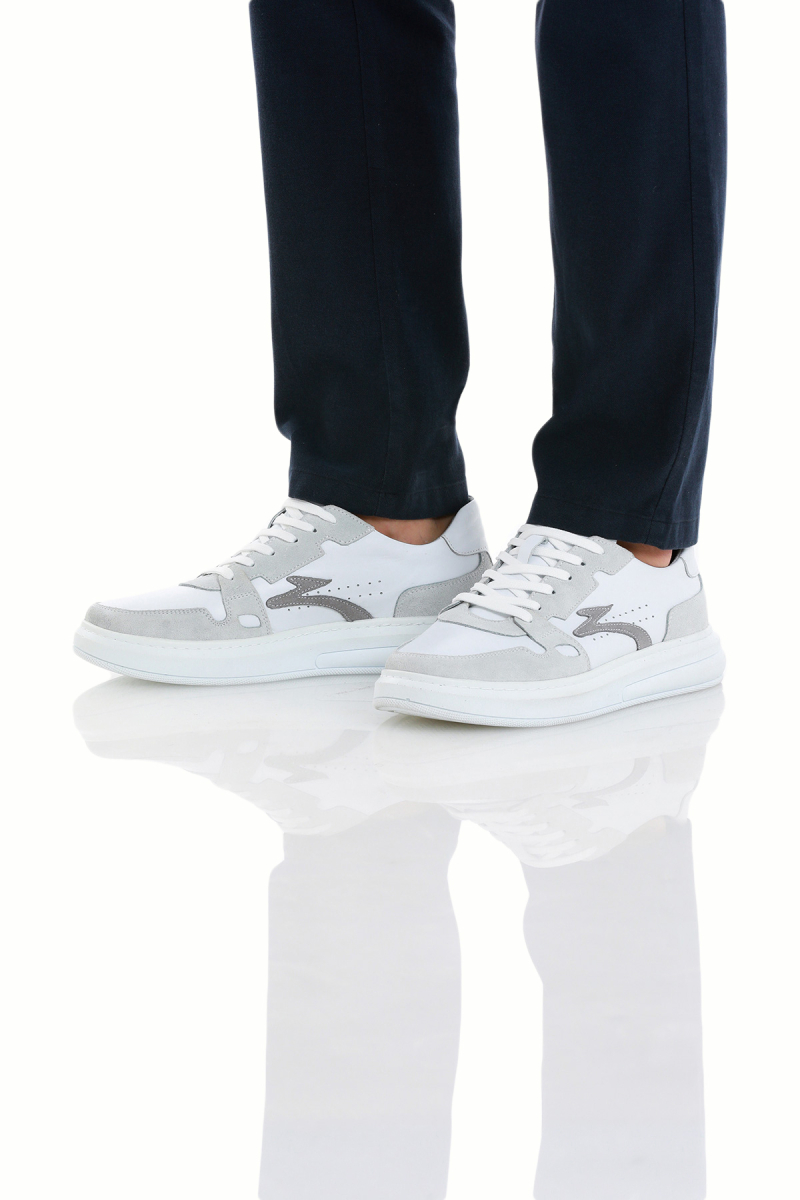 Beyaz Casual Bağcıklı Deri Sneakers - HTML (1)