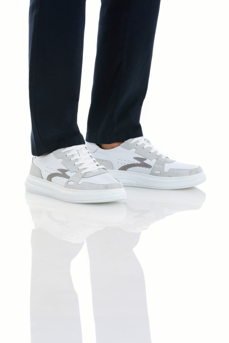 Beyaz Casual Bağcıklı Deri Sneakers - HTML (1)