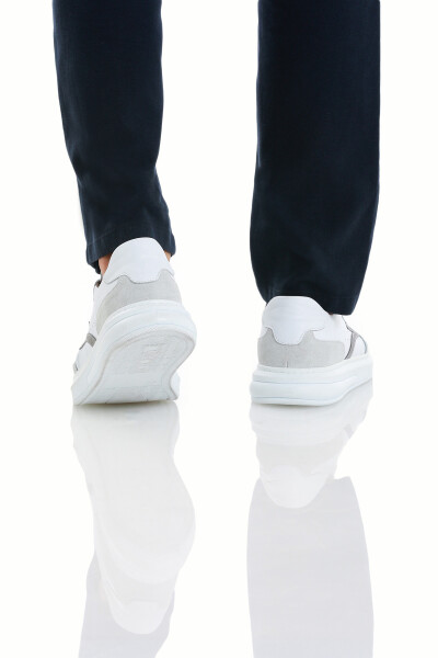 Beyaz Casual Bağcıklı Deri Sneakers - 5