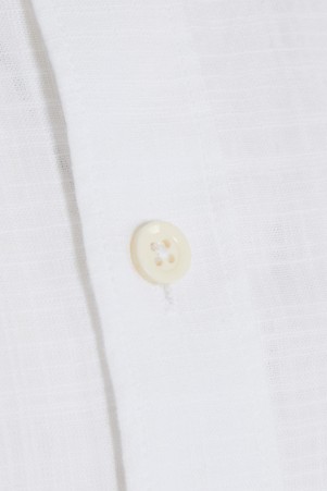 Beyaz Slim Fit Düz 100% Pamuk Düğmeli Yaka Uzun Kollu Casual Gömlek - Thumbnail