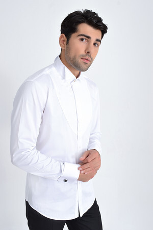 Cerimonia Slim Fit Beyaz Gömlek - Thumbnail