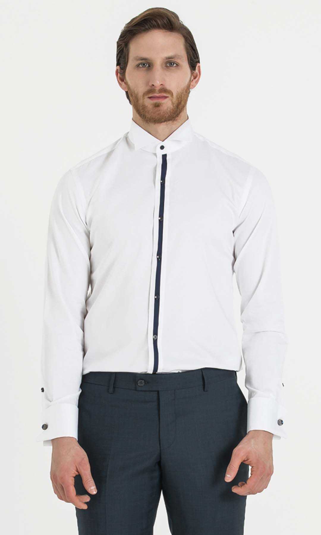 Cerimonia Slim Fit Beyaz Gömlek - 1