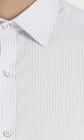 Beyaz Çizgili Slim Fit Gömlek - Thumbnail