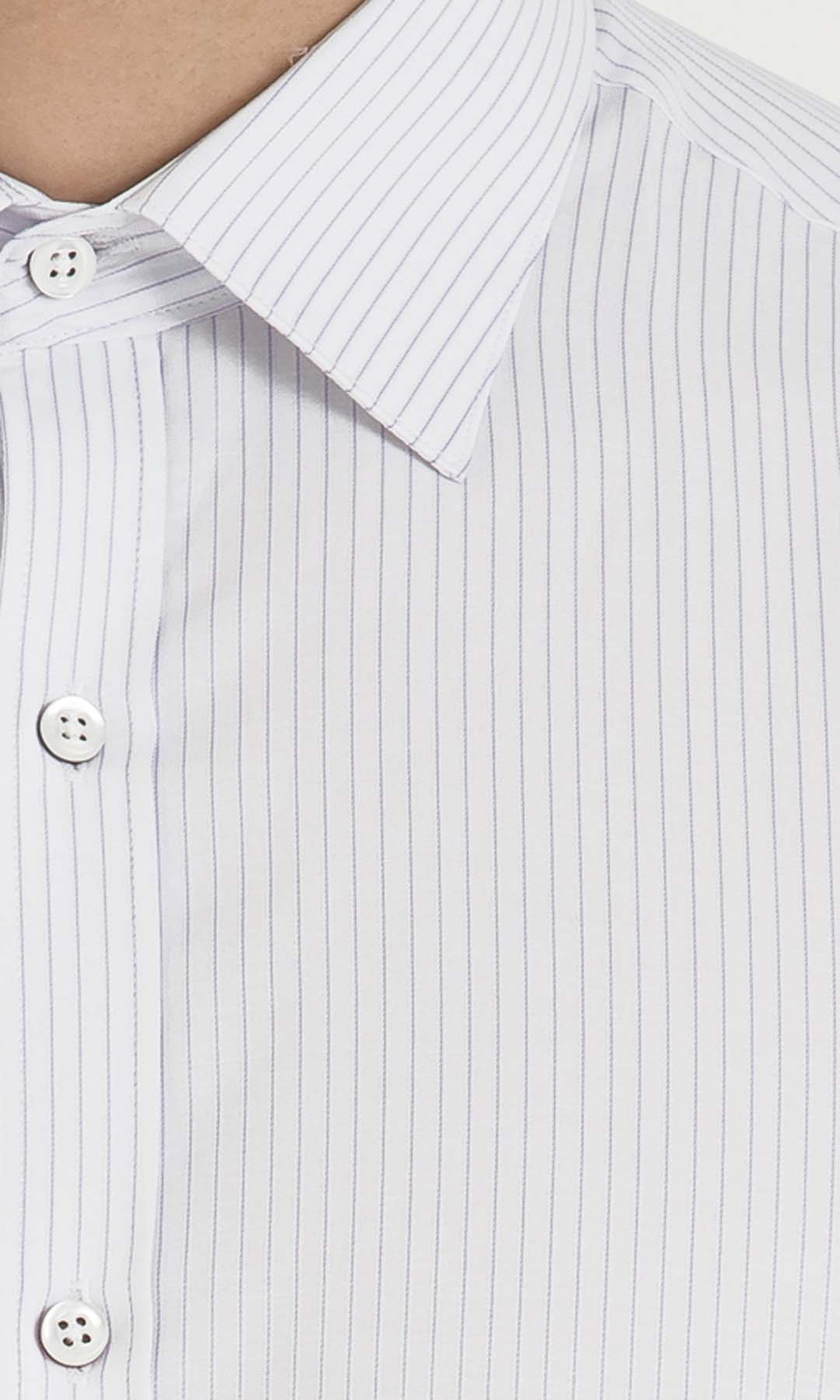 Beyaz Çizgili Slim Fit Gömlek
