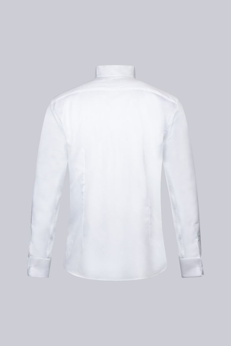 Beyaz Comfort Fit 100% Pamuk Devrik Manşet Yaka Saten Klasik Damatlık Gömlek - Hatem Saykı (1)
