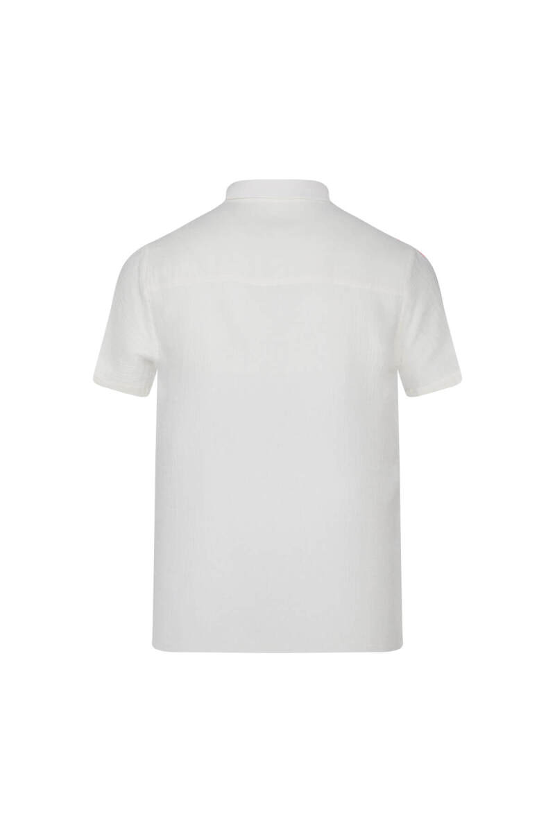 Beyaz Comfort Fit 100% Pamuk Gizli Düğmeli Yaka Kısa Kollu Gömlek - Saykı (1)