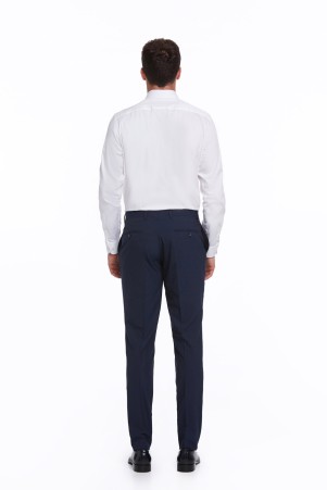 Beyaz Comfort Fit Düz 100% Pamuk Slim Yaka Uzun Kollu Klasik Saten Gömlek - Thumbnail