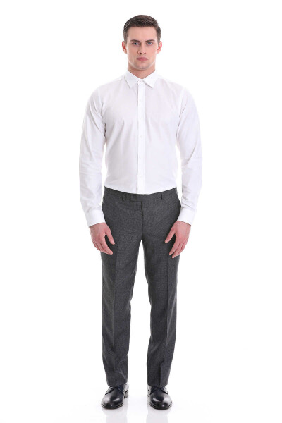 Beyaz Comfort Fit Desenli 100% Pamuklu Slim Yaka Uzun Kollu Klasik Gömlek - 2