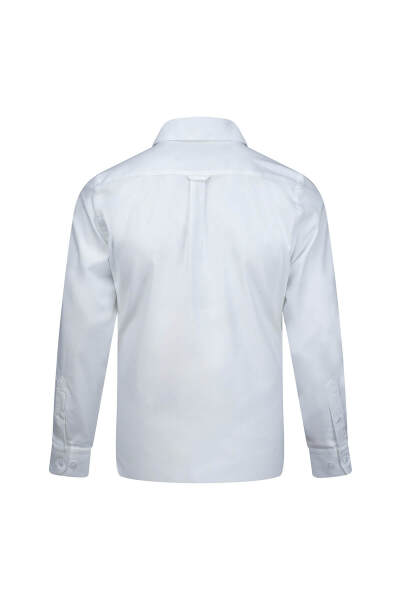 Beyaz Comfort Fit Düğmeli Yaka 100% Pamuk Uzun Kollu Oxford Gömlek - 3