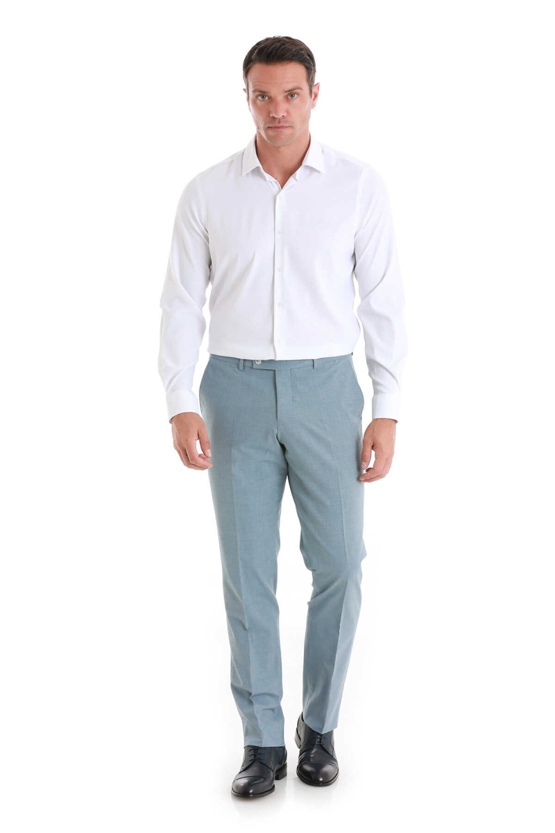 Beyaz Comfort Fit Slim Yaka Uzun Kollu Gömlek - Hatem Saykı (1)