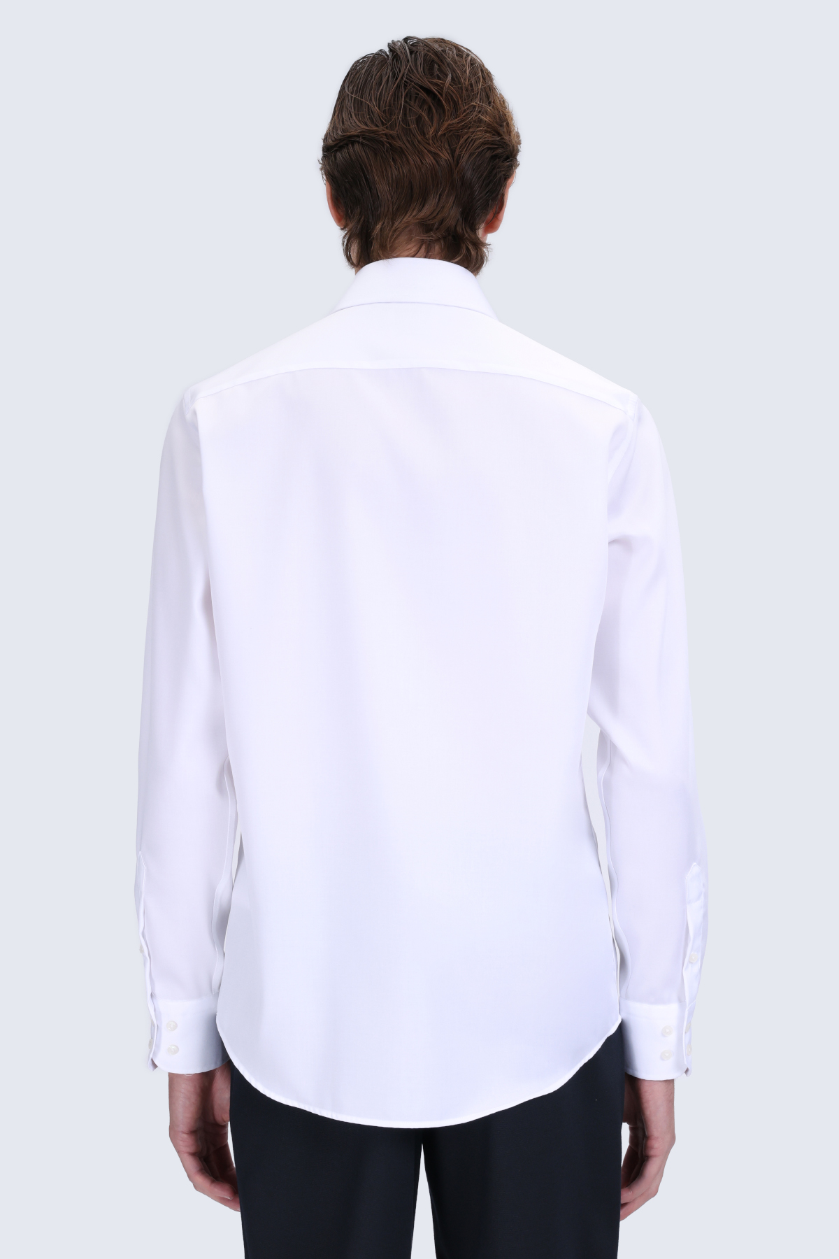 Beyaz Comfort Fit Slim Yaka Uzun Kollu Non Iron Saten Gömlek - 6