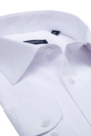 Beyaz Armürlü Klasik Gömlek - Thumbnail