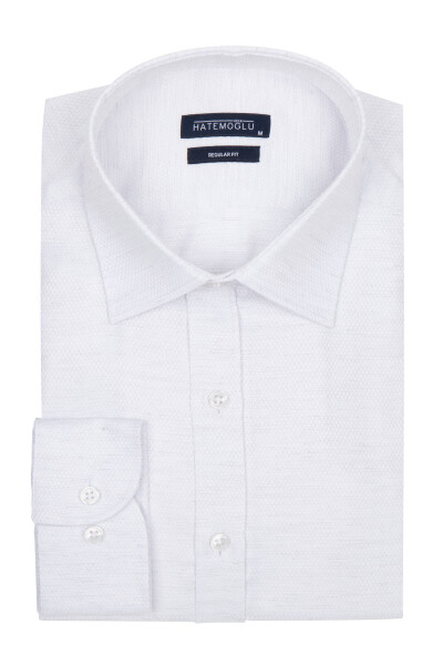 Beyaz Regular Fit Desenli Gömlek - 1