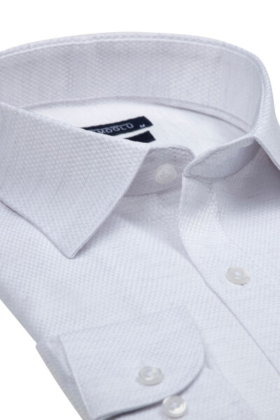 Beyaz Regular Fit Desenli Gömlek - 2