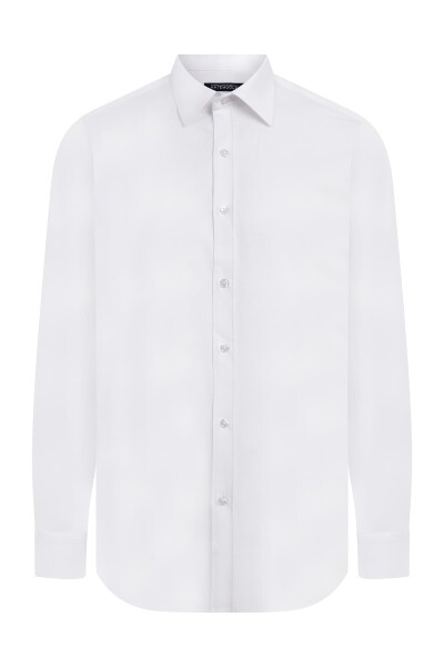 Beyaz Slim Fit Armürlü Gömlek - 1