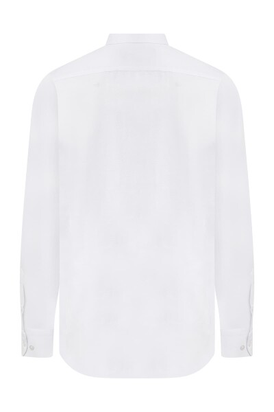 Beyaz Slim Fit Armürlü Gömlek - 2