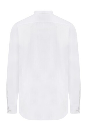 Beyaz Slim Fit Armürlü Gömlek - 3