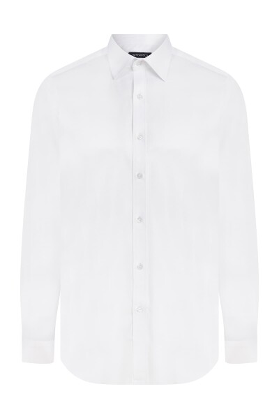 Beyaz Slim Fit Armürlü Gömlek - 1