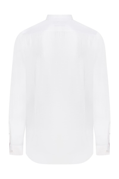 Beyaz Slim Fit Armürlü Gömlek - 2