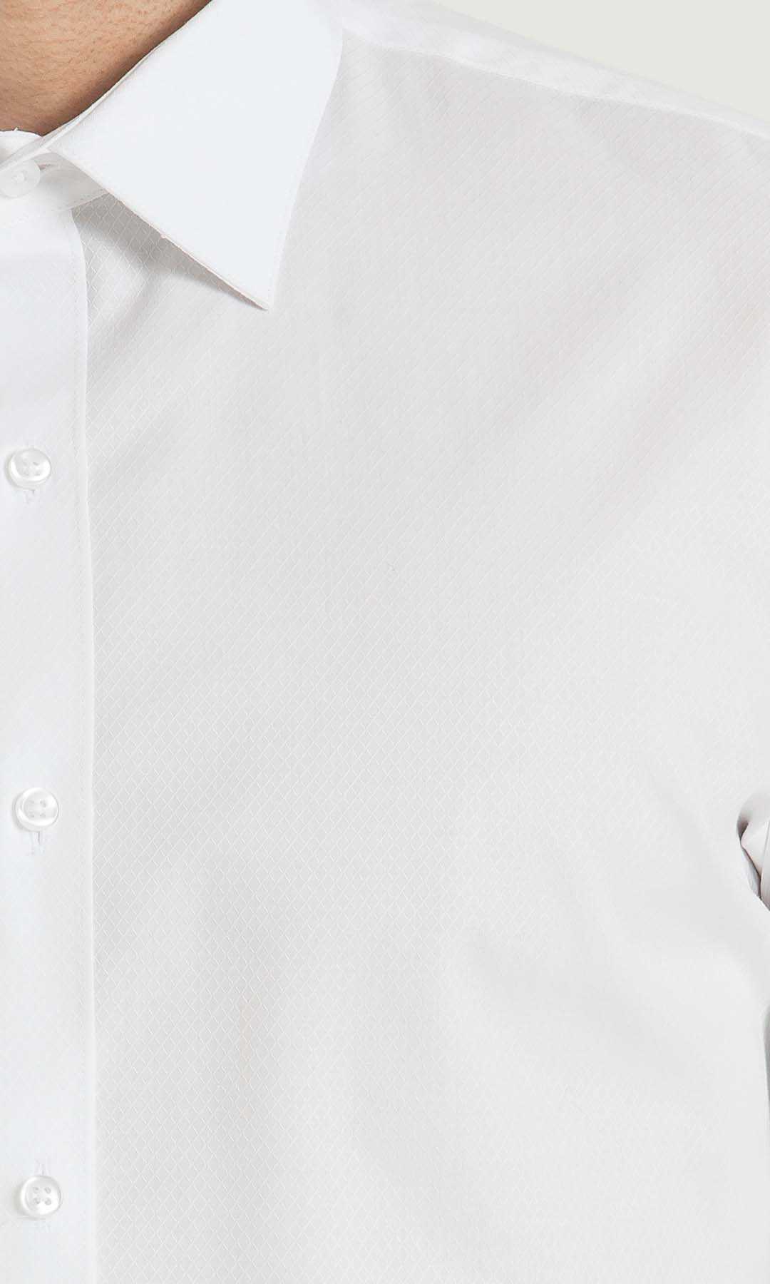 Desenli Slim Fit Beyaz Gömlek - 5