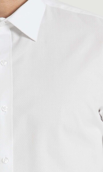 Desenli Slim Fit Beyaz Gömlek - 5