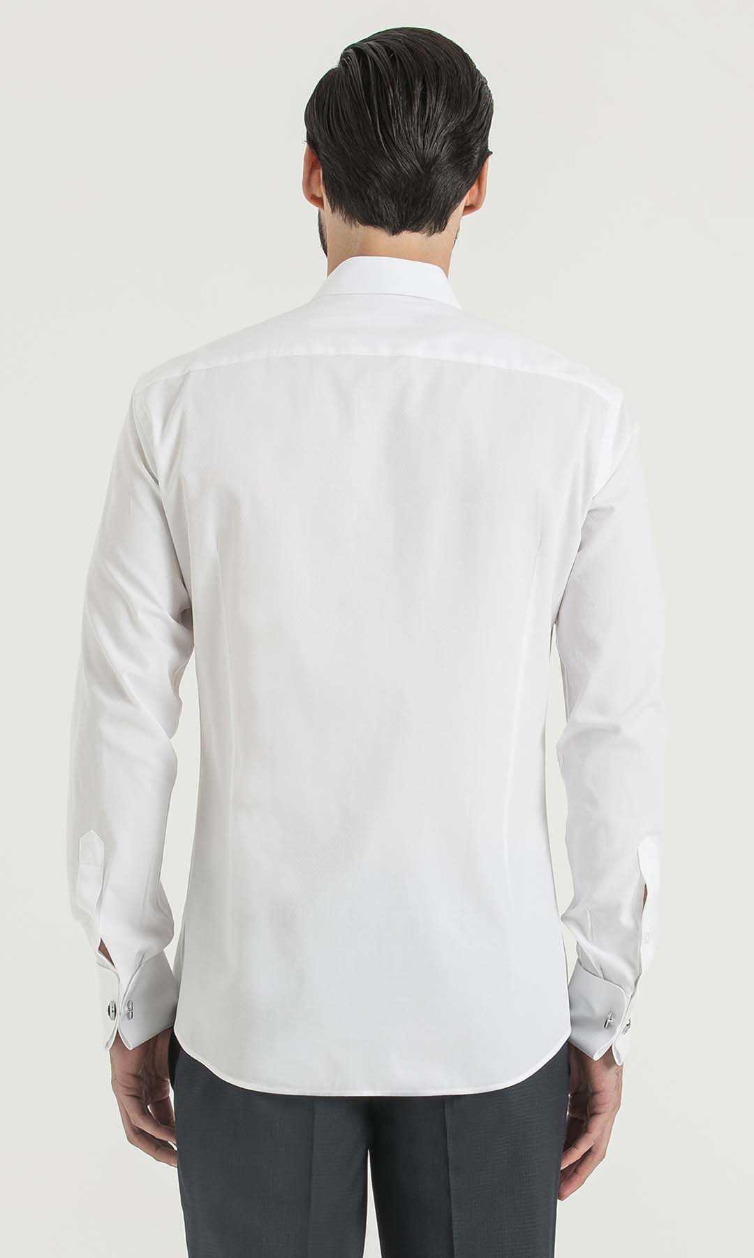 Desenli Slim Fit Beyaz Gömlek - 4