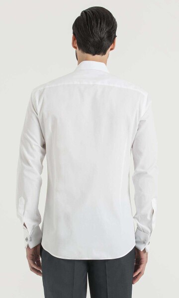 Desenli Slim Fit Beyaz Gömlek - 4