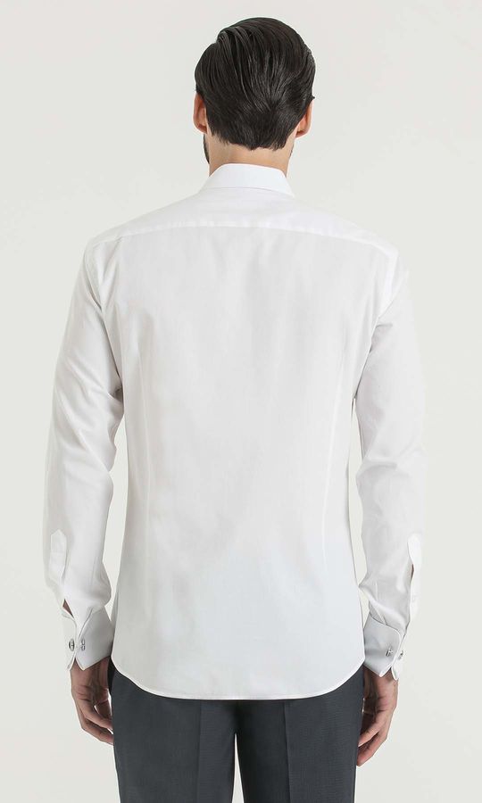Desenli Slim Fit Beyaz Gömlek