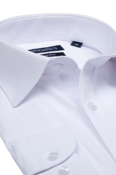 Beyaz Desenli Regular Gömlek - 2