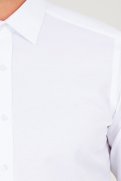 Beyaz Slim Fit Armürlü Gömlek - 4