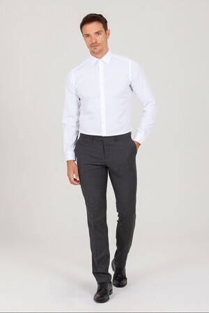 Beyaz Slim Fit Armürlü Gömlek - 6