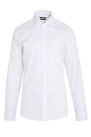 Beyaz Slim Fit Desenli 100% Pamuk Uzun Kol Spor Gömlek - Thumbnail