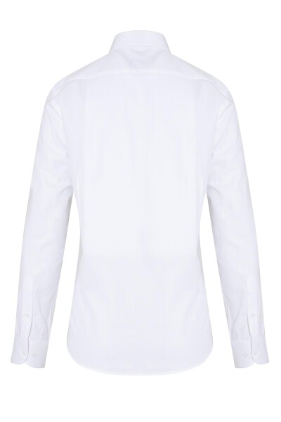 Beyaz Slim Fit Uzun Kol %100 Pamuk Desenli Gömlek - 3