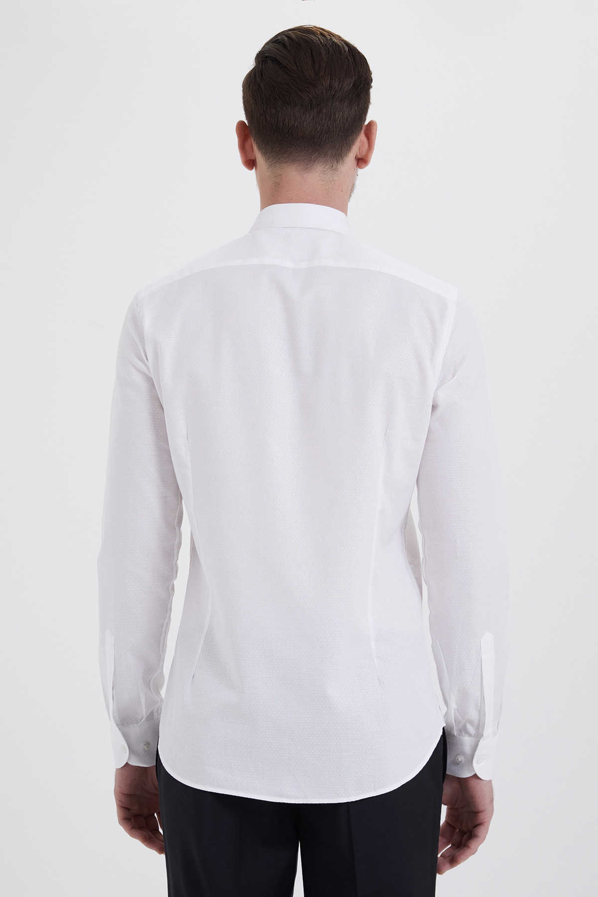 Beyaz 3 Desenli Slim Fit Gömlek