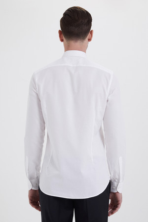 Beyaz 3 Desenli Slim Fit Gömlek - Thumbnail