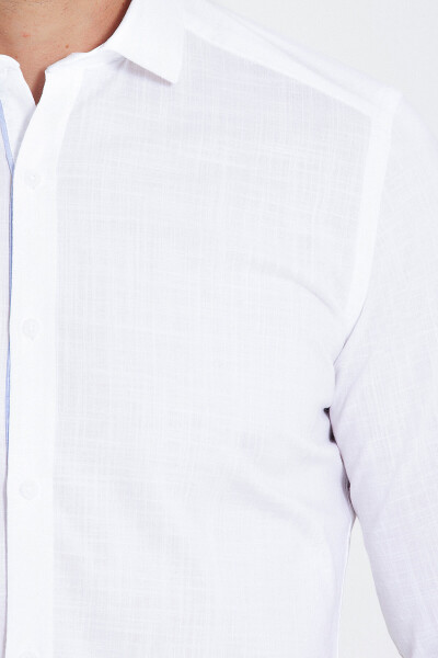 Beyaz Slim Fit Pamuklu Uzun Kol Gömlek - 14