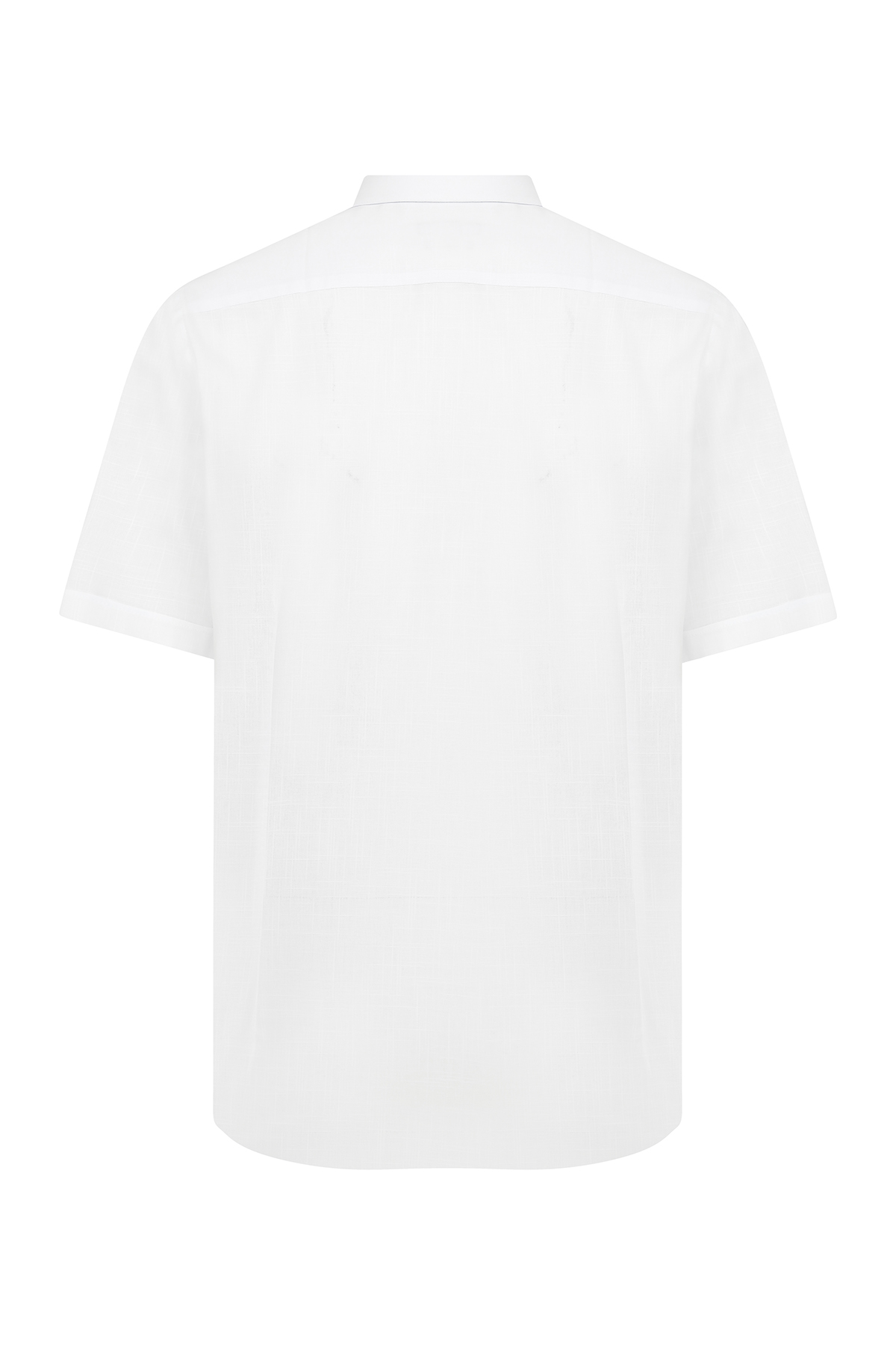 Beyaz Kısa Kol Desenli Klasik Gömlek