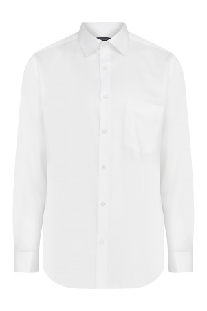 Beyaz Desenli Klasik Gömlek - Thumbnail