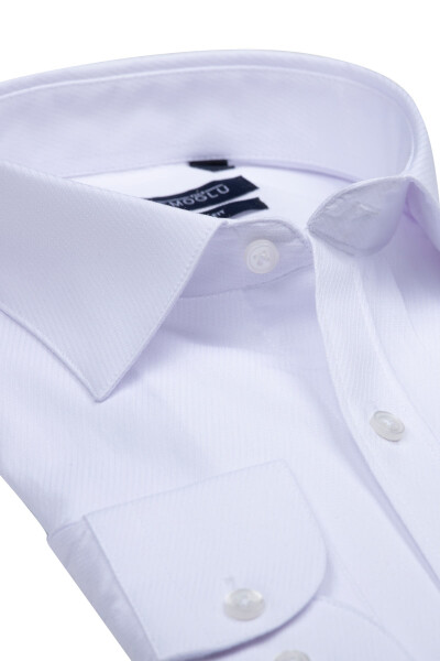 Beyaz Armürlü Klasik Gömlek - 2