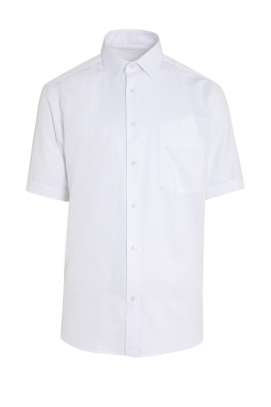 Beyaz Kısa Kol Desenli Regular Fit Gömlek - Thumbnail