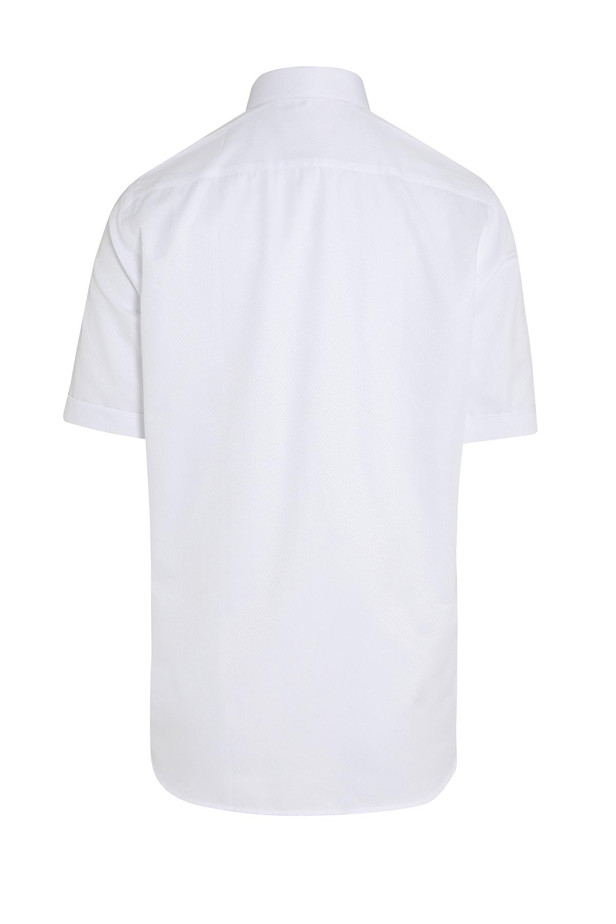 Beyaz Kısa Kol Desenli Regular Fit Gömlek