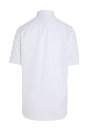 Beyaz Kısa Kol Desenli Regular Fit Gömlek - Thumbnail