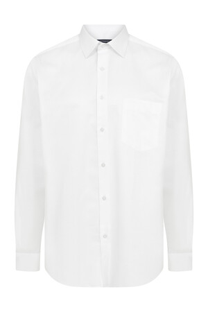 Regular Fit Armürlü Beyaz Gömlek - Thumbnail
