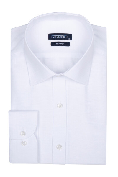 Beyaz Regular Fit Desenli Gömlek - 1