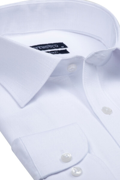 Beyaz Regular Fit Desenli Gömlek - 2